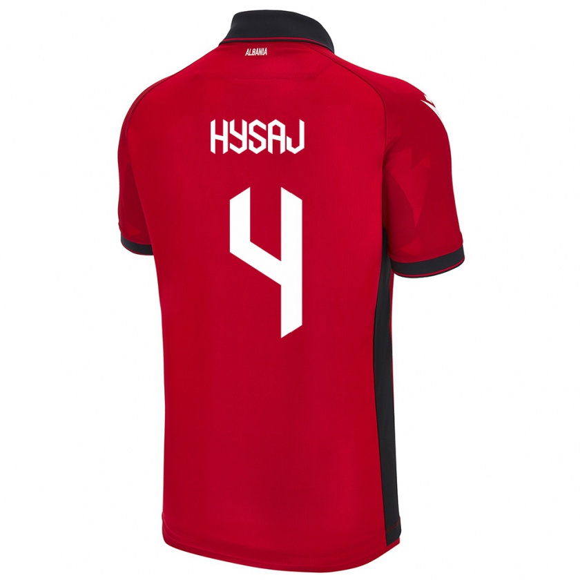 Kandiny Gyermek Albania Elseid Hysaj #4 Piros Hazai Jersey 24-26 Mez Póló Ing