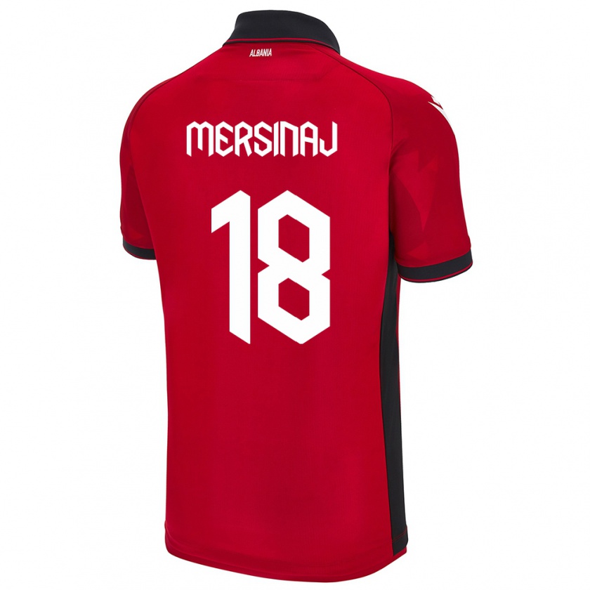 Kandiny Gyermek Albania Jon Mersinaj #18 Piros Hazai Jersey 24-26 Mez Póló Ing