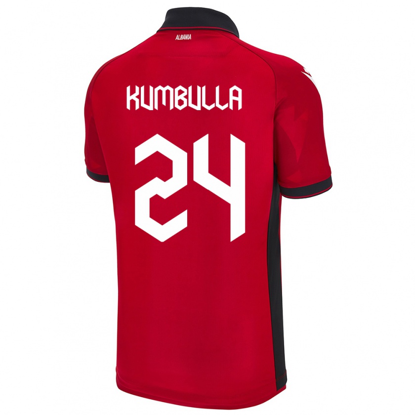 Kandiny Gyermek Albania Marash Kumbulla #24 Piros Hazai Jersey 24-26 Mez Póló Ing