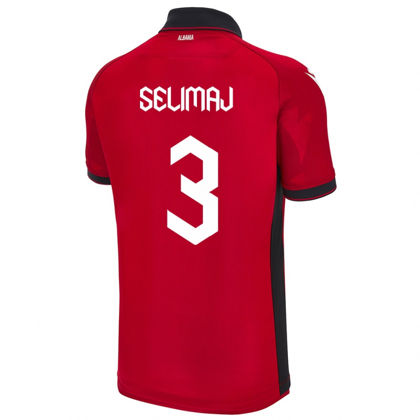 Kandiny Gyermek Albania Ermis Selimaj #3 Piros Hazai Jersey 24-26 Mez Póló Ing