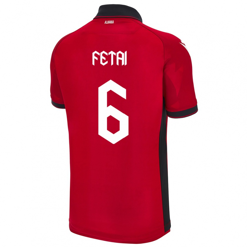 Kandiny Gyermek Albania Feta Fetai #6 Piros Hazai Jersey 24-26 Mez Póló Ing