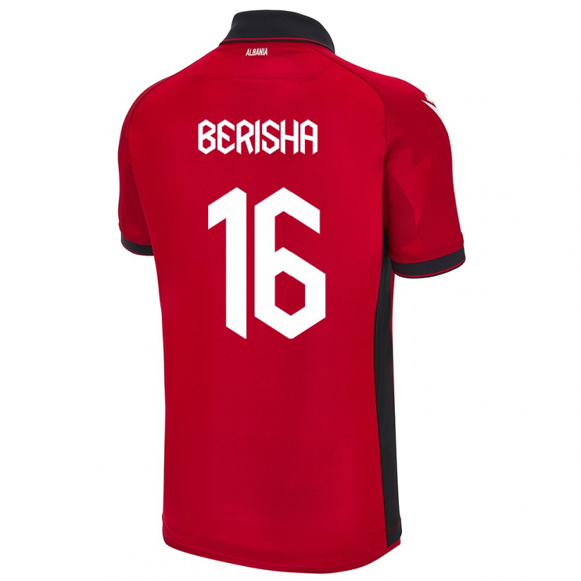 Kandiny Gyermek Albania Medon Berisha #16 Piros Hazai Jersey 24-26 Mez Póló Ing