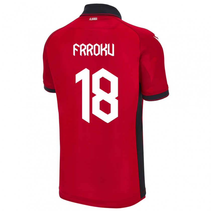 Kandiny Gyermek Albania Leandro Frroku #18 Piros Hazai Jersey 24-26 Mez Póló Ing