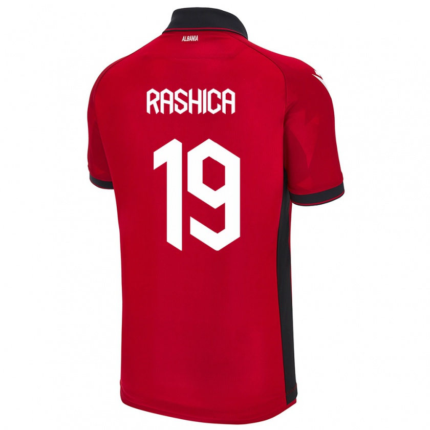 Kandiny Gyermek Albania Ermir Rashica #19 Piros Hazai Jersey 24-26 Mez Póló Ing