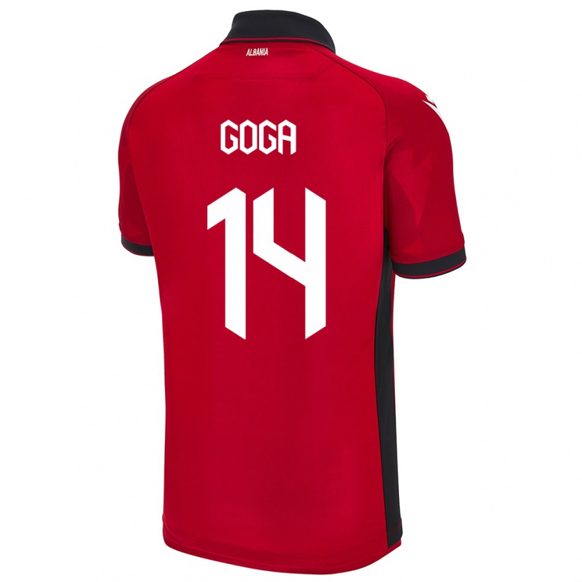 Kandiny Gyermek Albania Ergi Goga #14 Piros Hazai Jersey 24-26 Mez Póló Ing