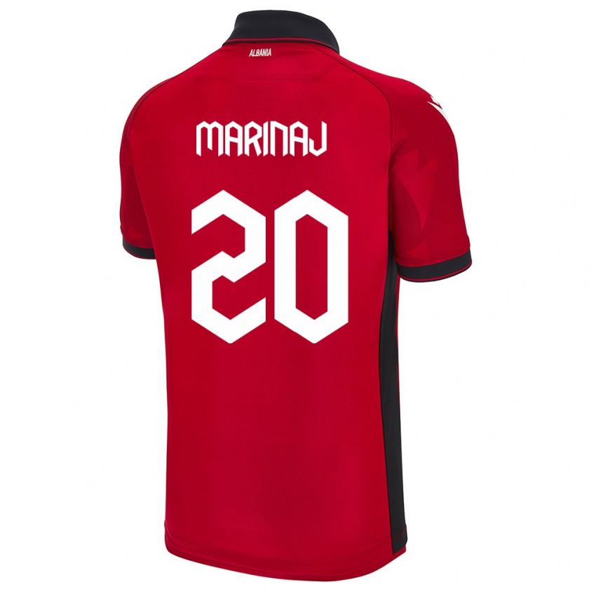 Kandiny Gyermek Albania Kledi Marinaj #20 Piros Hazai Jersey 24-26 Mez Póló Ing