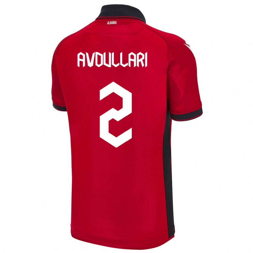 Kandiny Gyermek Albania Davide Avdullari #2 Piros Hazai Jersey 24-26 Mez Póló Ing