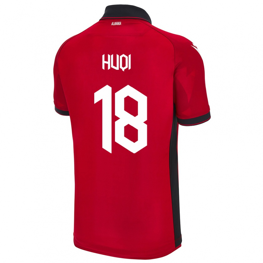 Kandiny Gyermek Albania Mattia Huqi #18 Piros Hazai Jersey 24-26 Mez Póló Ing