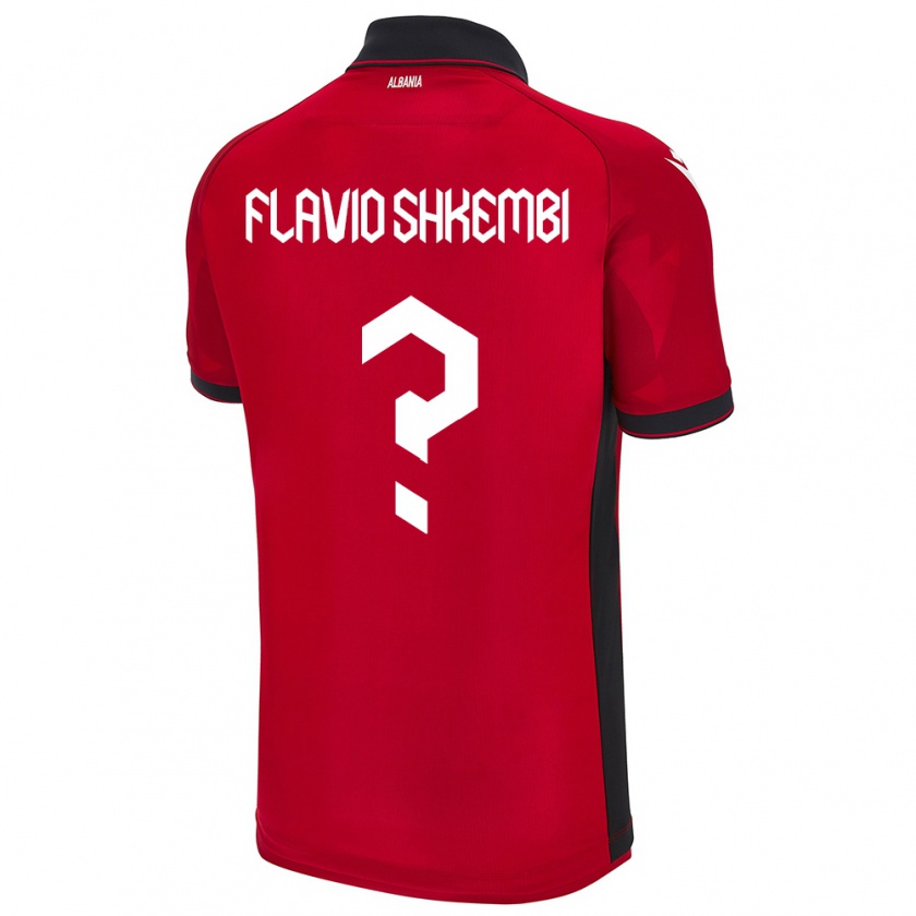 Kandiny Gyermek Albania Flavio Shkembi #0 Piros Hazai Jersey 24-26 Mez Póló Ing