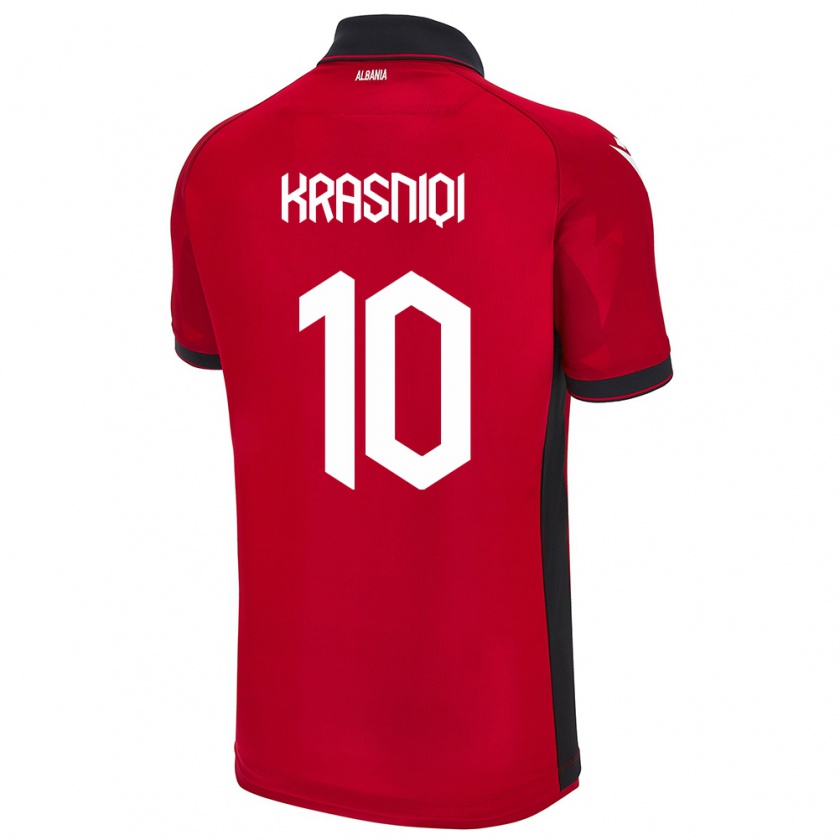 Kandiny Gyermek Albania Qëndresa Krasniqi #10 Piros Hazai Jersey 24-26 Mez Póló Ing