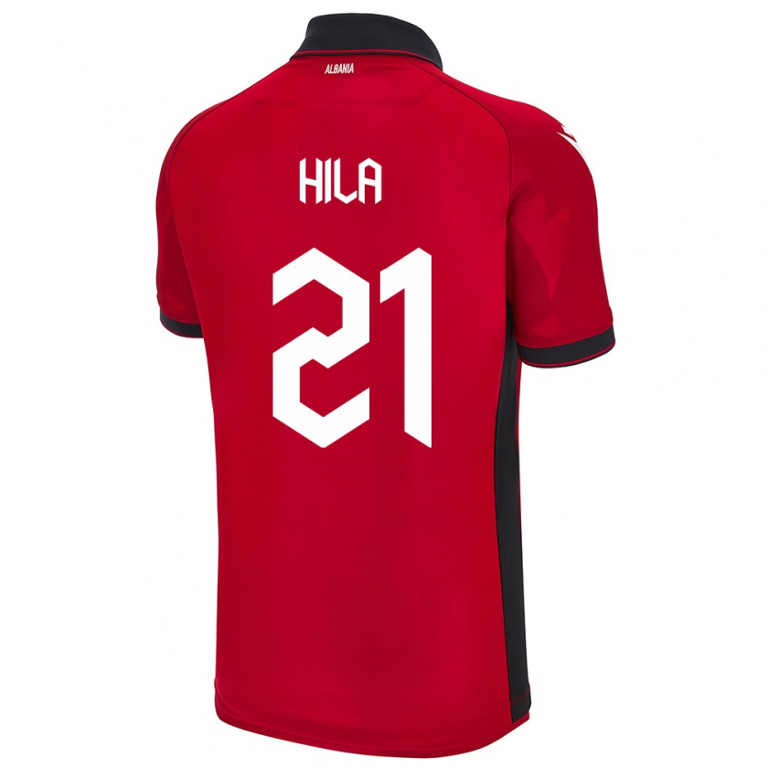 Kandiny Gyermek Albania Alma Hila #21 Piros Hazai Jersey 24-26 Mez Póló Ing