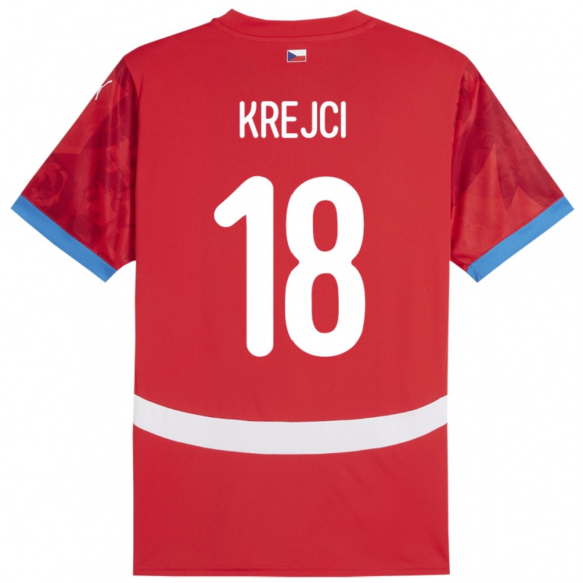 Kandiny Gyermek Csehország Ladislav Krejci #18 Piros Hazai Jersey 24-26 Mez Póló Ing