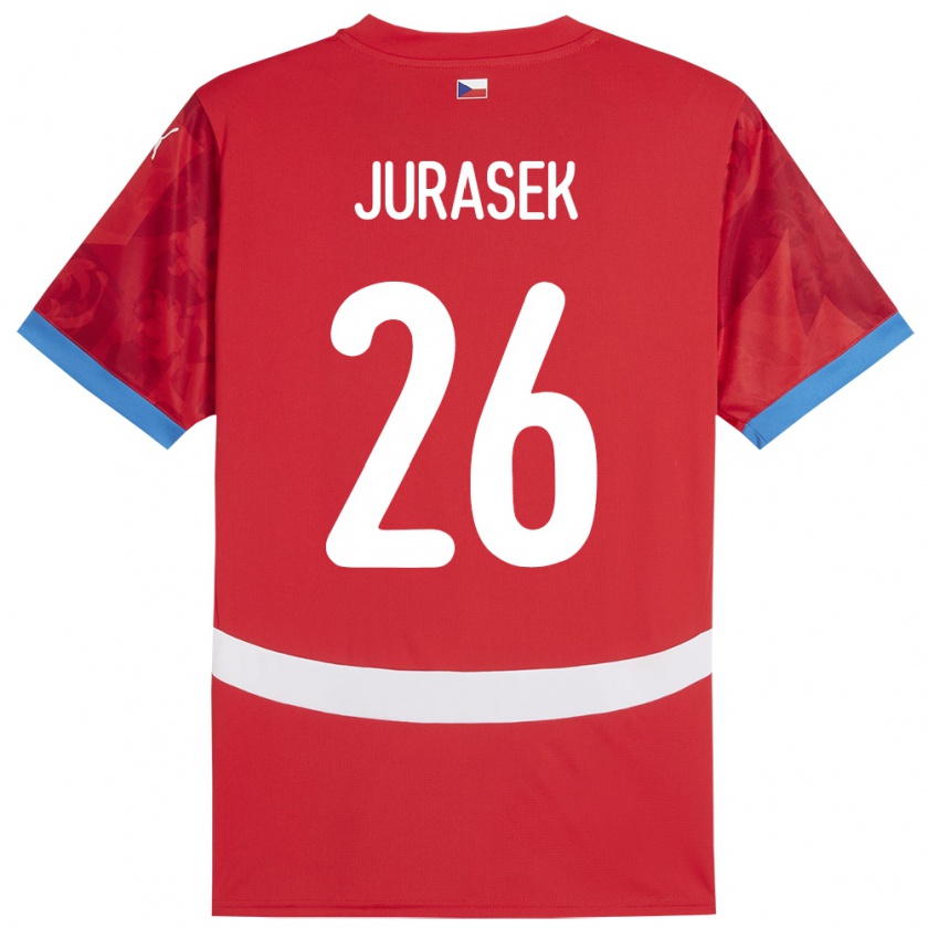 Kandiny Gyermek Csehország Matej Jurasek #26 Piros Hazai Jersey 24-26 Mez Póló Ing