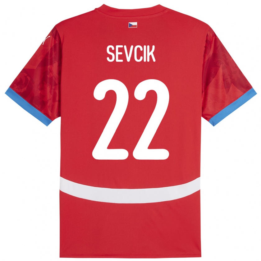 Kandiny Gyermek Csehország Michal Sevcik #22 Piros Hazai Jersey 24-26 Mez Póló Ing