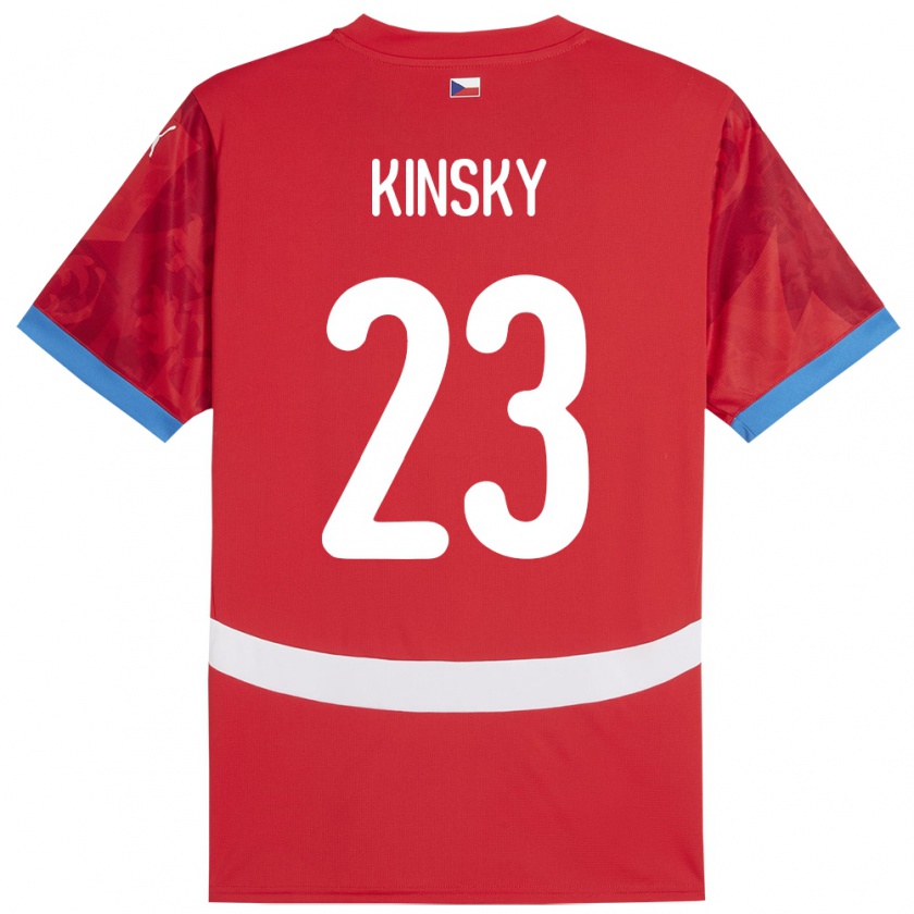 Kandiny Gyermek Csehország Antonin Kinsky #23 Piros Hazai Jersey 24-26 Mez Póló Ing