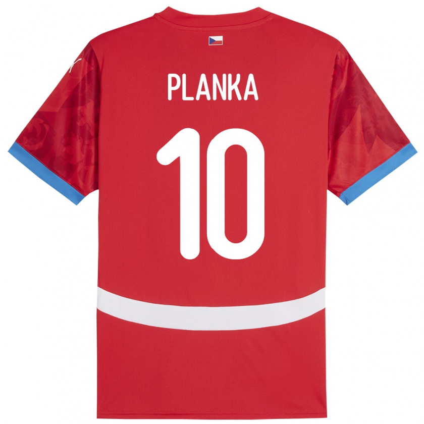 Kandiny Gyermek Csehország David Planka #10 Piros Hazai Jersey 24-26 Mez Póló Ing