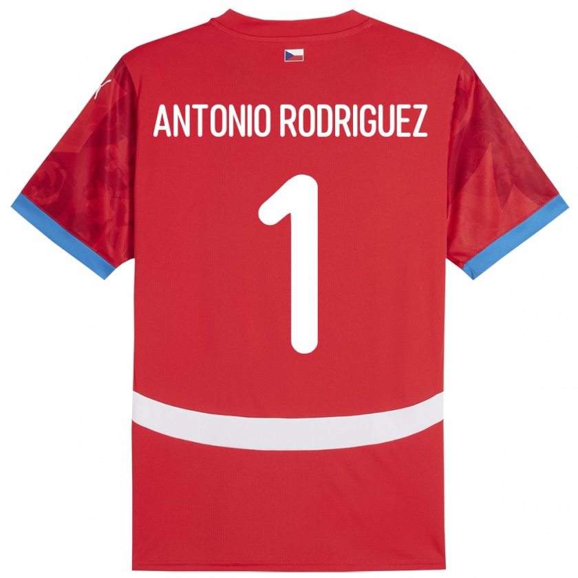 Kandiny Gyermek Csehország Pedro Antonio Rodriguez #1 Piros Hazai Jersey 24-26 Mez Póló Ing