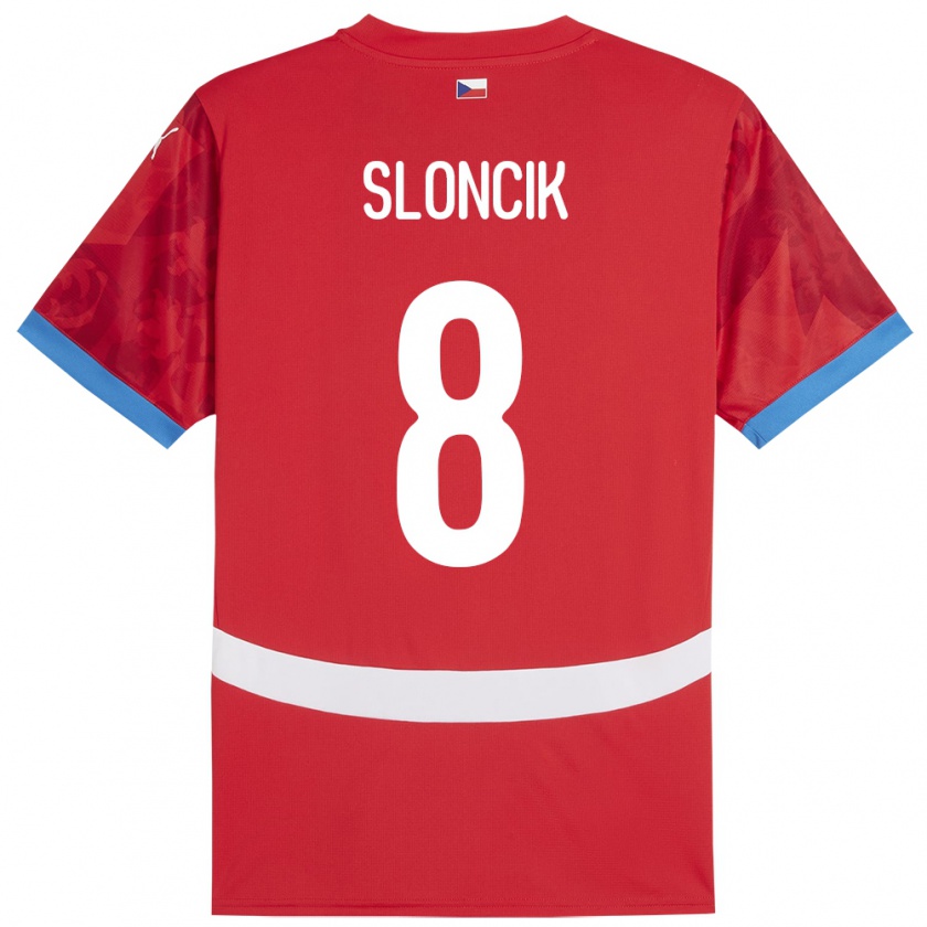 Kandiny Gyermek Csehország Simon Sloncik #8 Piros Hazai Jersey 24-26 Mez Póló Ing