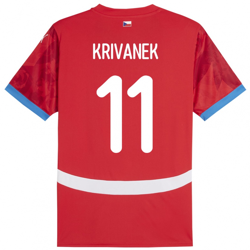 Kandiny Gyermek Csehország Jan Krivanek #11 Piros Hazai Jersey 24-26 Mez Póló Ing