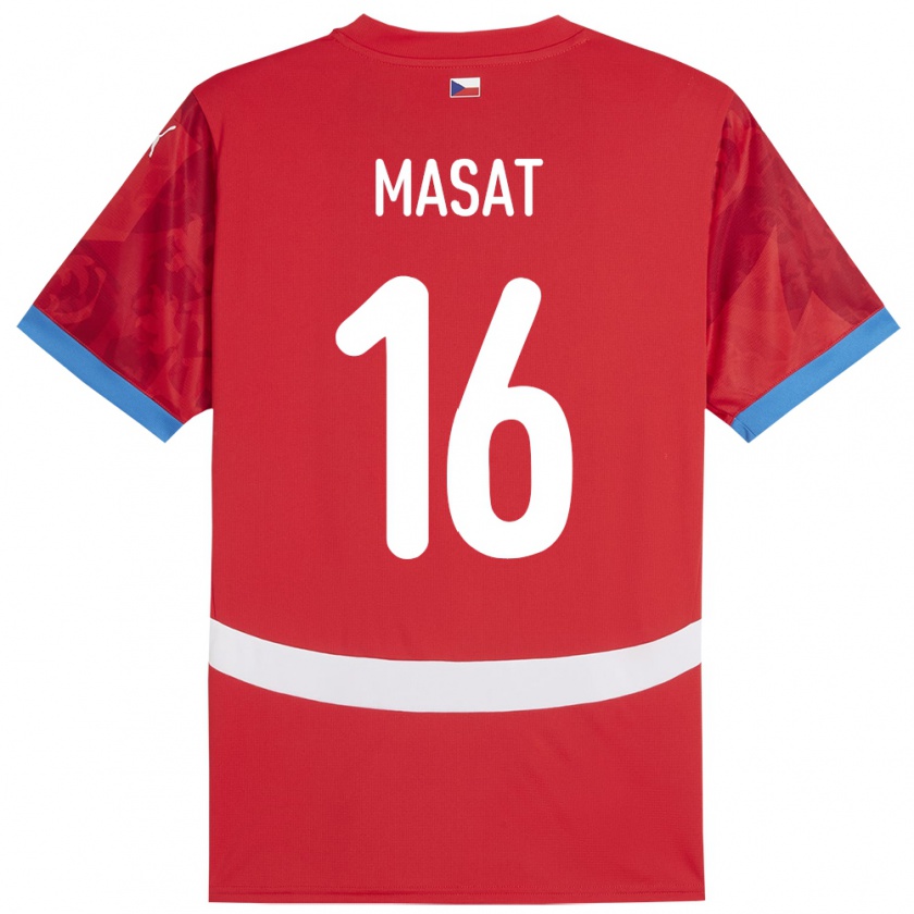 Kandiny Gyermek Csehország Jakub Masat #16 Piros Hazai Jersey 24-26 Mez Póló Ing