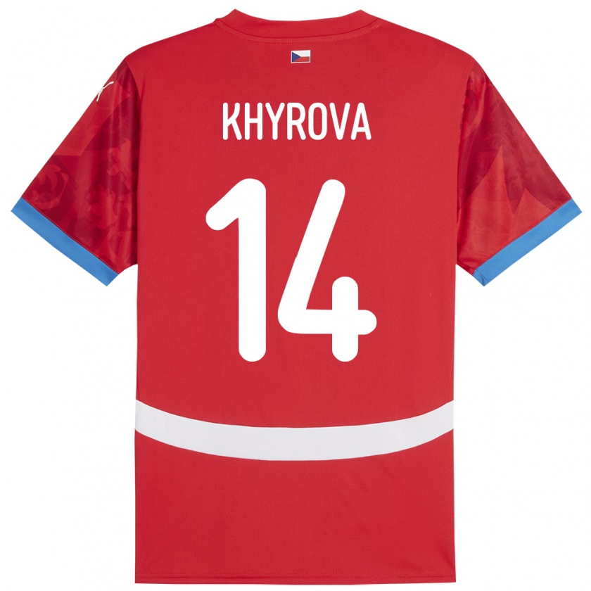 Kandiny Gyermek Csehország Michaela Khýrová #14 Piros Hazai Jersey 24-26 Mez Póló Ing