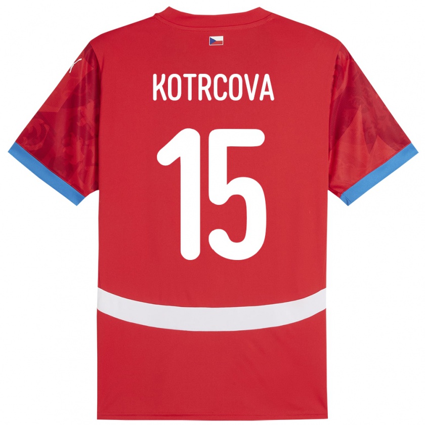 Kandiny Gyermek Csehország Kateřina Kotrčová #15 Piros Hazai Jersey 24-26 Mez Póló Ing