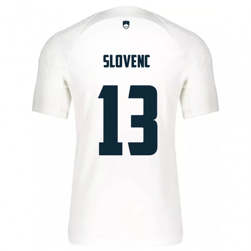 Kandiny Gyermek Szlovénia Nejc Slovenc #13 Fehér Hazai Jersey 24-26 Mez Póló Ing