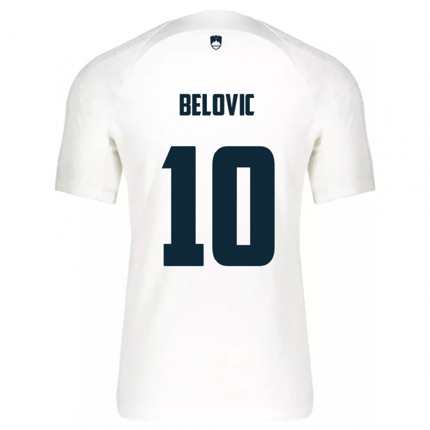 Kandiny Gyermek Szlovénia Nik Belovic #10 Fehér Hazai Jersey 24-26 Mez Póló Ing