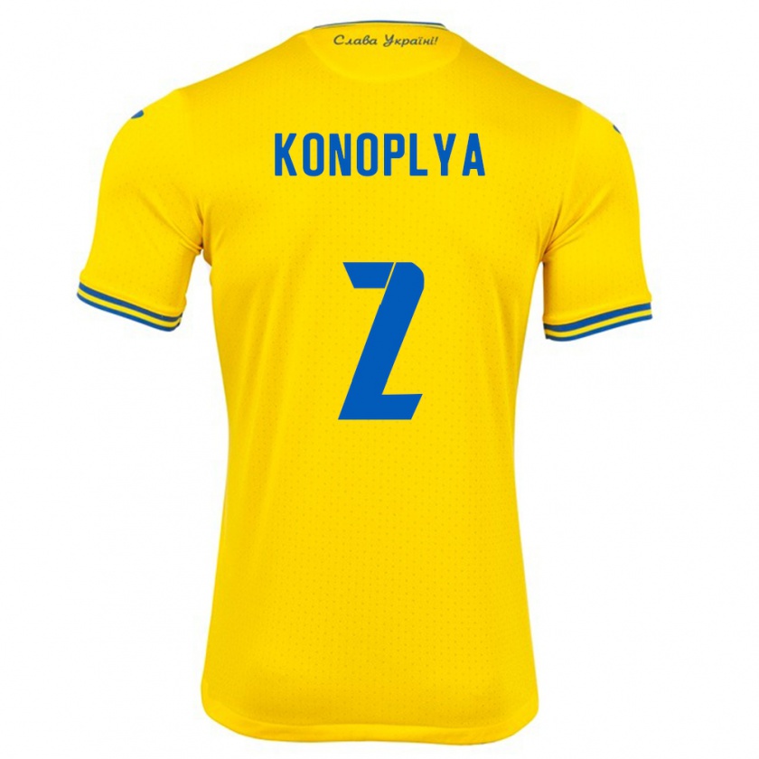 Kandiny Gyermek Ukrajna Yukhym Konoplya #2 Sárga Hazai Jersey 24-26 Mez Póló Ing