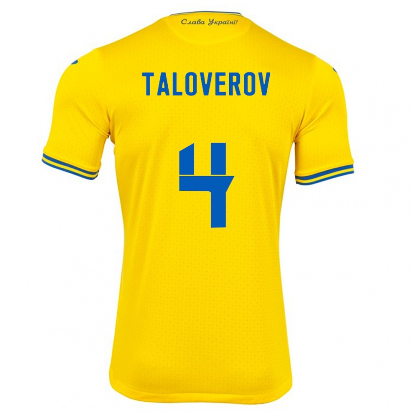 Kandiny Gyermek Ukrajna Maksym Taloverov #4 Sárga Hazai Jersey 24-26 Mez Póló Ing