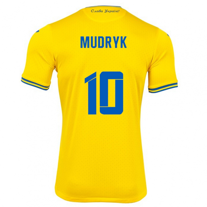 Kandiny Gyermek Ukrajna Mykhaylo Mudryk #10 Sárga Hazai Jersey 24-26 Mez Póló Ing