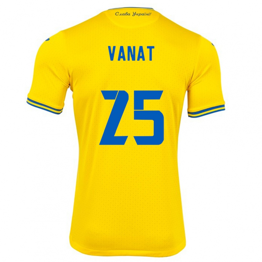 Kandiny Gyermek Ukrajna Vladyslav Vanat #25 Sárga Hazai Jersey 24-26 Mez Póló Ing