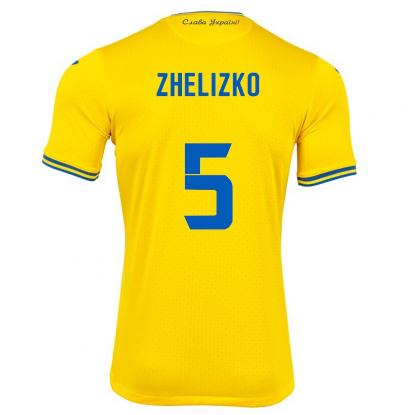 Kandiny Gyermek Ukrajna Ivan Zhelizko #5 Sárga Hazai Jersey 24-26 Mez Póló Ing