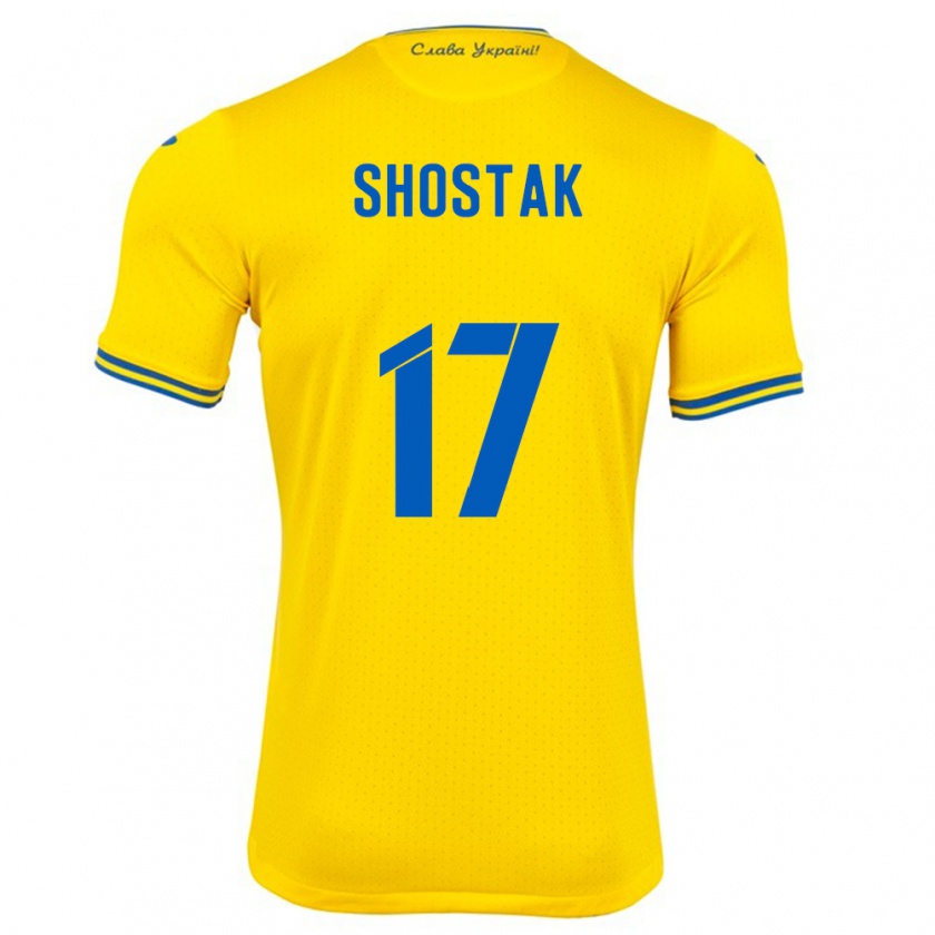 Kandiny Gyermek Ukrajna Denys Shostak #17 Sárga Hazai Jersey 24-26 Mez Póló Ing