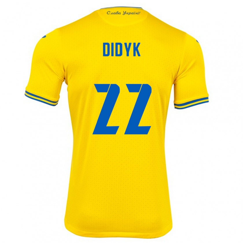 Kandiny Gyermek Ukrajna Roman Didyk #22 Sárga Hazai Jersey 24-26 Mez Póló Ing