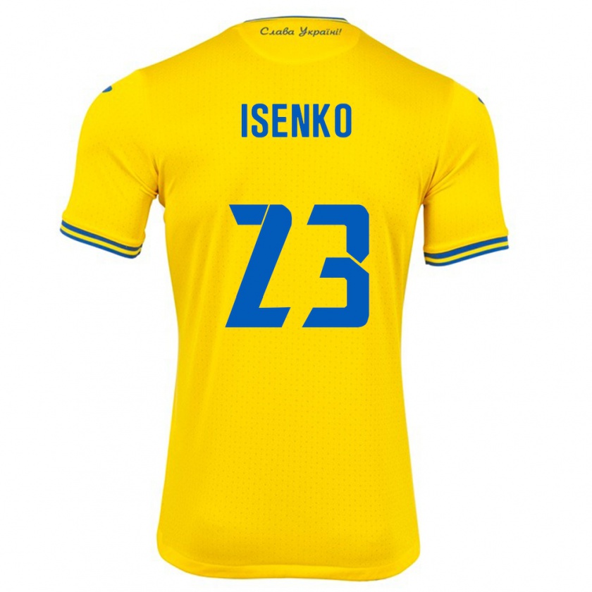 Kandiny Gyermek Ukrajna Pavlo Isenko #23 Sárga Hazai Jersey 24-26 Mez Póló Ing