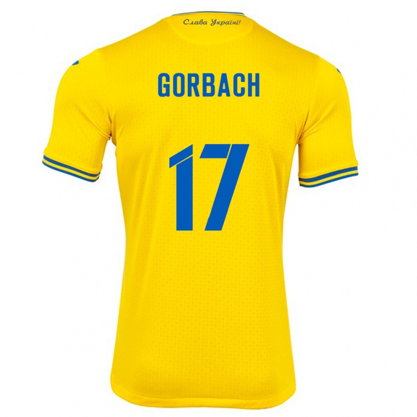 Kandiny Gyermek Ukrajna Igor Gorbach #17 Sárga Hazai Jersey 24-26 Mez Póló Ing