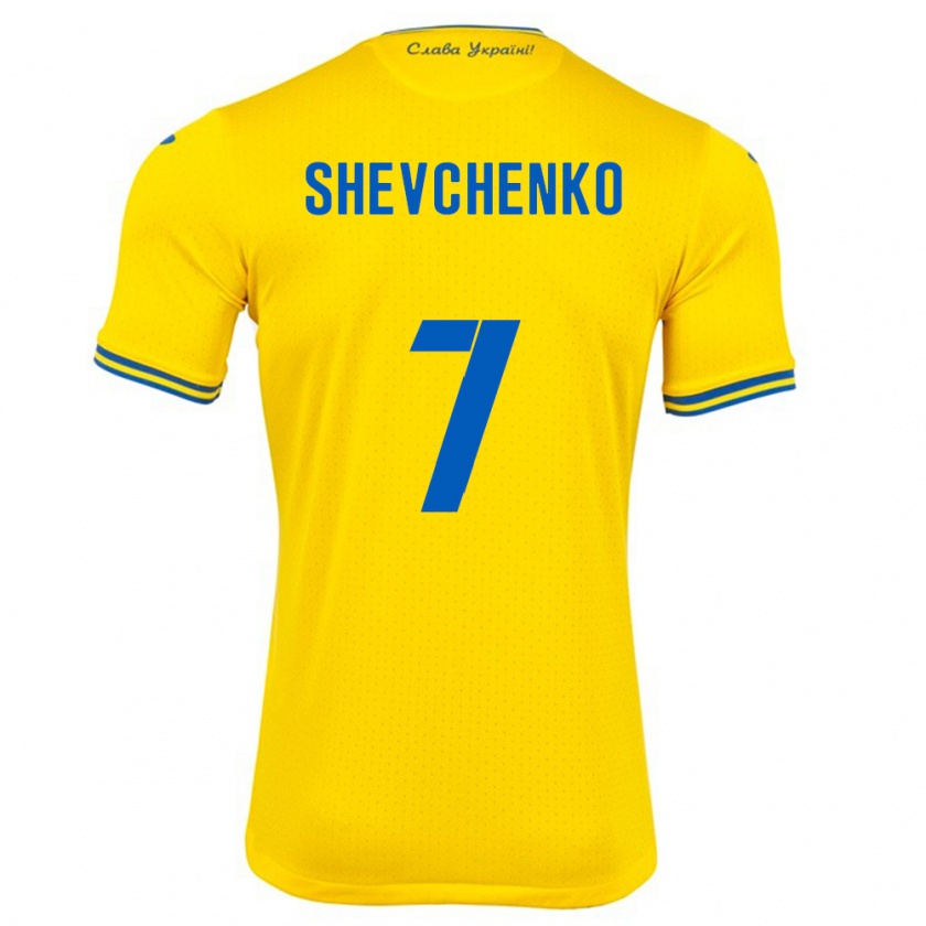 Kandiny Gyermek Ukrajna Kristian Shevchenko #7 Sárga Hazai Jersey 24-26 Mez Póló Ing