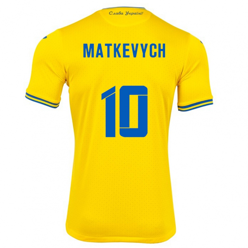 Kandiny Gyermek Ukrajna Andriy Matkevych #10 Sárga Hazai Jersey 24-26 Mez Póló Ing