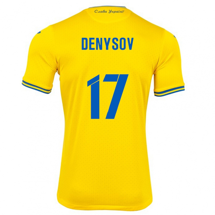 Kandiny Gyermek Ukrajna Ivan Denysov #17 Sárga Hazai Jersey 24-26 Mez Póló Ing