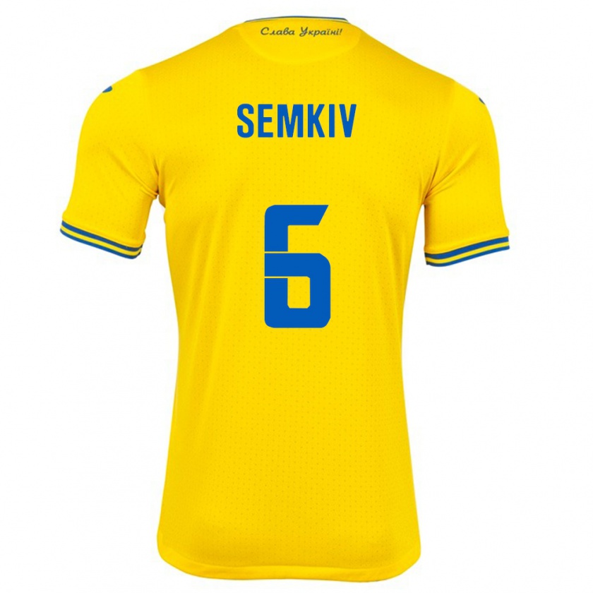 Kandiny Gyermek Ukrajna Dayana Semkiv #6 Sárga Hazai Jersey 24-26 Mez Póló Ing