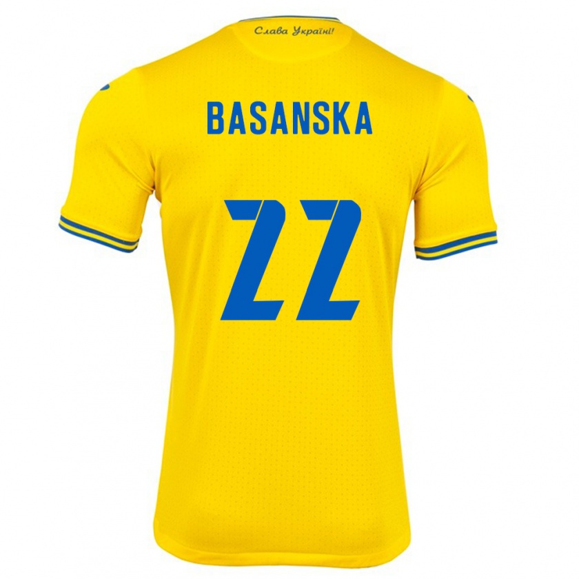 Kandiny Gyermek Ukrajna Olga Basanska #22 Sárga Hazai Jersey 24-26 Mez Póló Ing