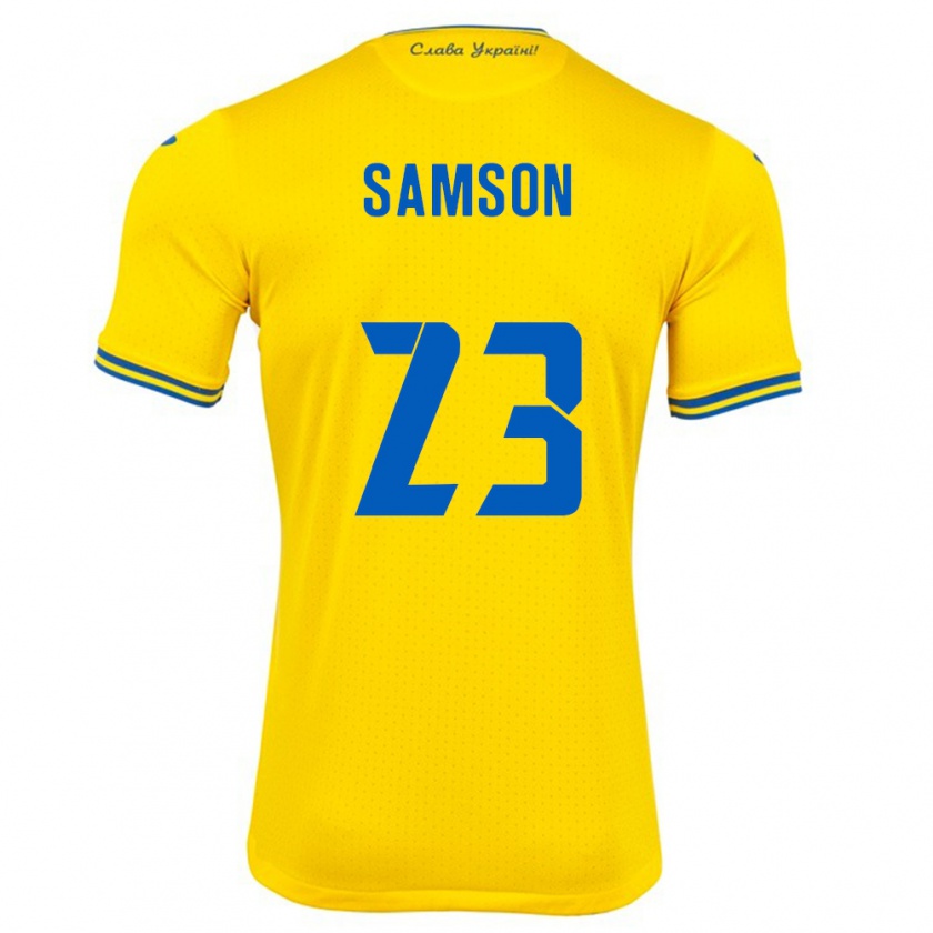 Kandiny Gyermek Ukrajna Kateryna Samson #23 Sárga Hazai Jersey 24-26 Mez Póló Ing