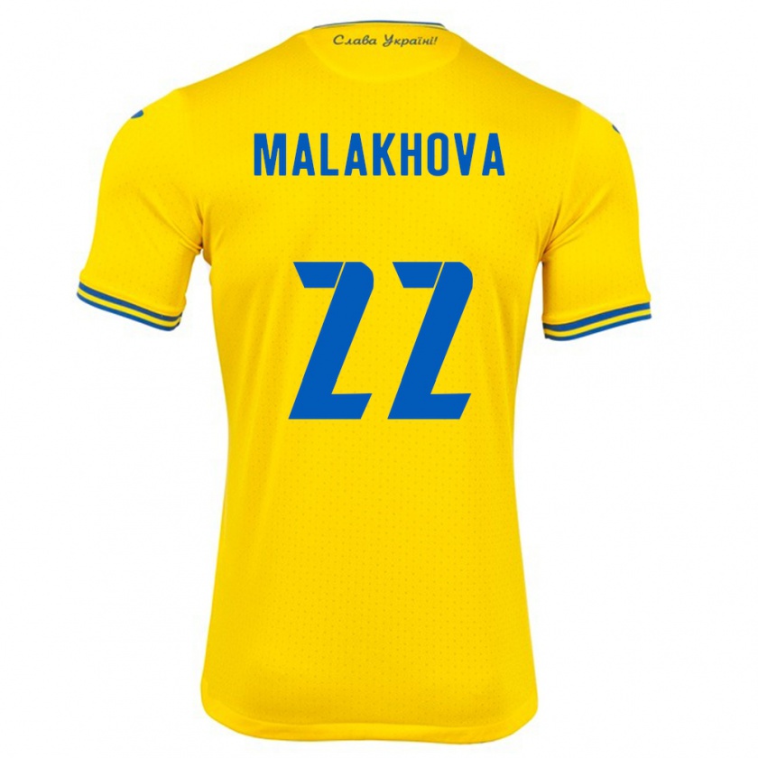 Kandiny Gyermek Ukrajna Yana Malakhova #22 Sárga Hazai Jersey 24-26 Mez Póló Ing