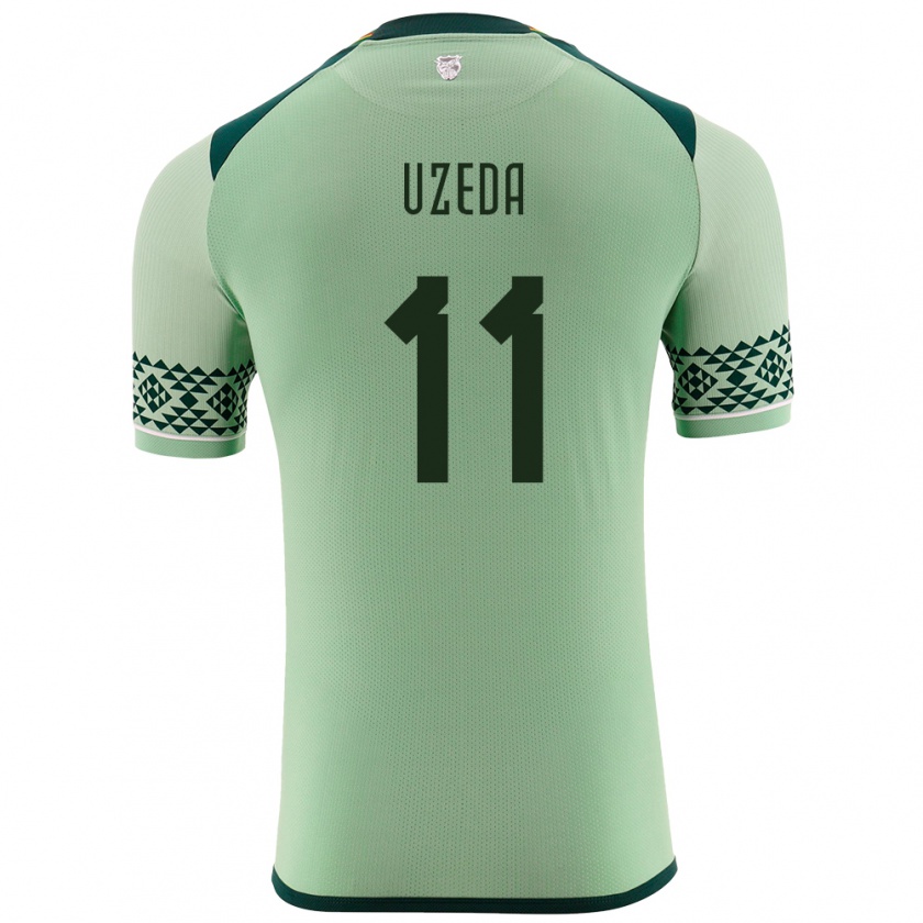 Kandiny Gyermek Bolívia Javier Uzeda #11 Világos Zöld Hazai Jersey 24-26 Mez Póló Ing