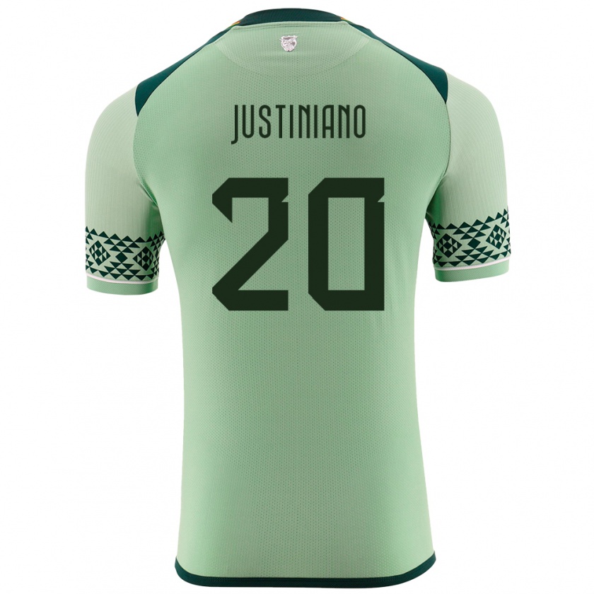 Kandiny Gyermek Bolívia Leonardo Justiniano #20 Világos Zöld Hazai Jersey 24-26 Mez Póló Ing