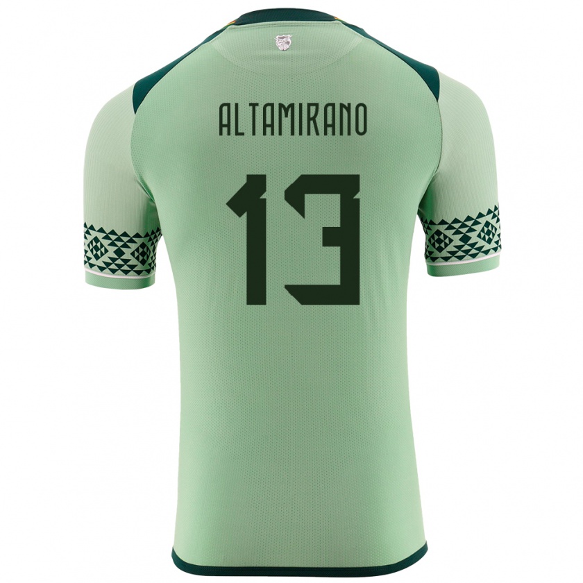 Kandiny Gyermek Bolívia Sebastian Altamirano #13 Világos Zöld Hazai Jersey 24-26 Mez Póló Ing