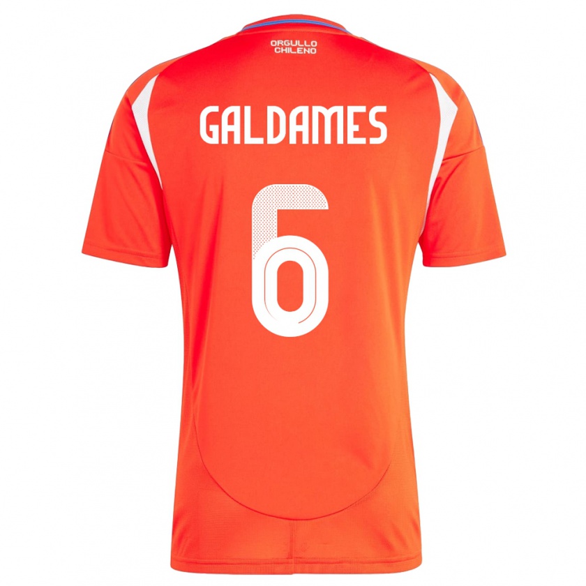 Kandiny Gyermek Chile Thomas Galdames #6 Piros Hazai Jersey 24-26 Mez Póló Ing