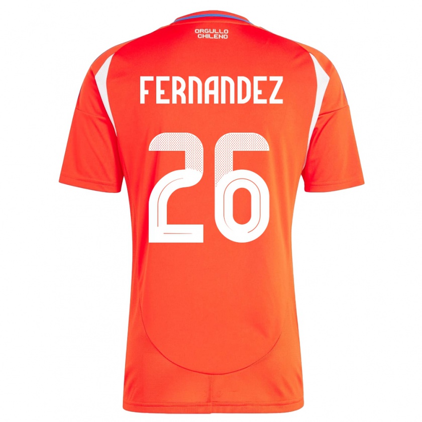 Kandiny Gyermek Chile Nicolás Fernández #26 Piros Hazai Jersey 24-26 Mez Póló Ing