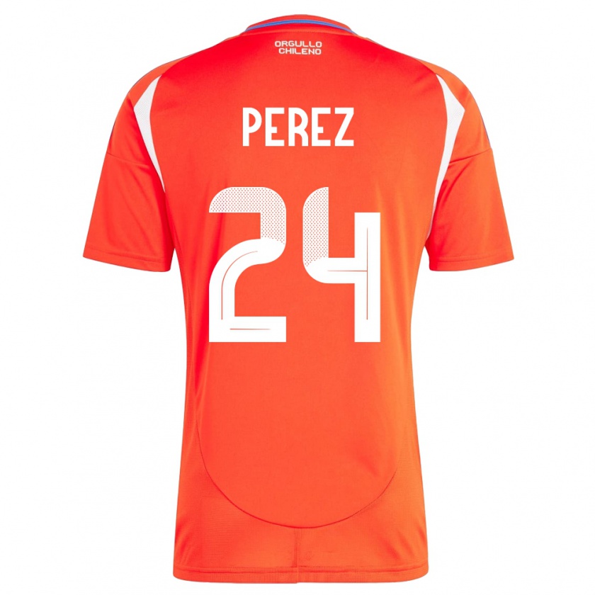 Kandiny Gyermek Chile César Pérez #24 Piros Hazai Jersey 24-26 Mez Póló Ing